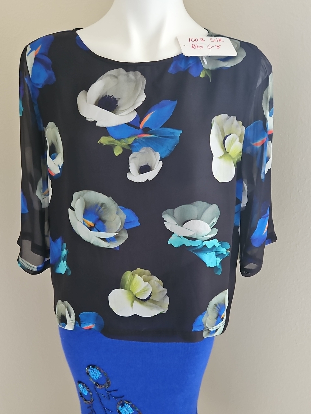 Minimarket Floral Silk Overlay Blouse